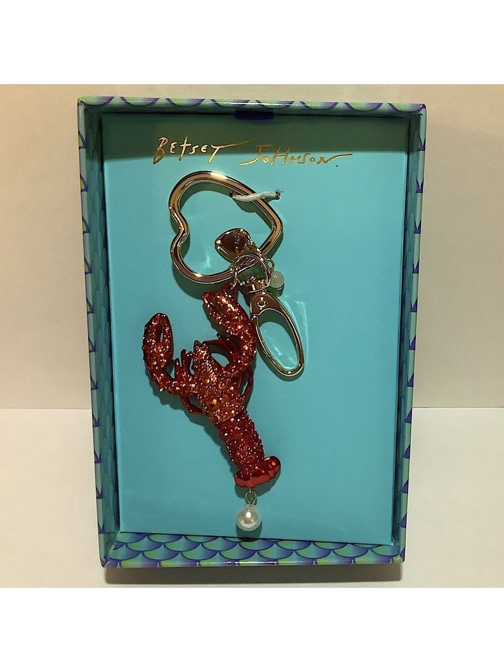 Betsey Johnson Crystal Lobster Key Fob Bag Charm New